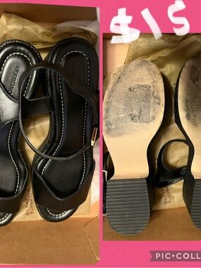 Nordstrom Black Ankle-Strap Sandals with Buckle